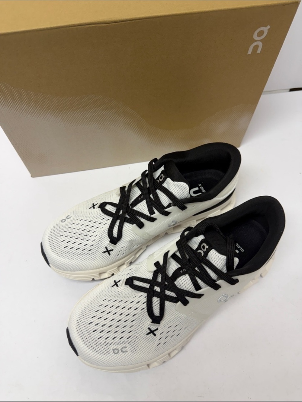 On Running Women's Cloud Running Sneakers in White/Black cloud 4 X - Picture 2 of 5